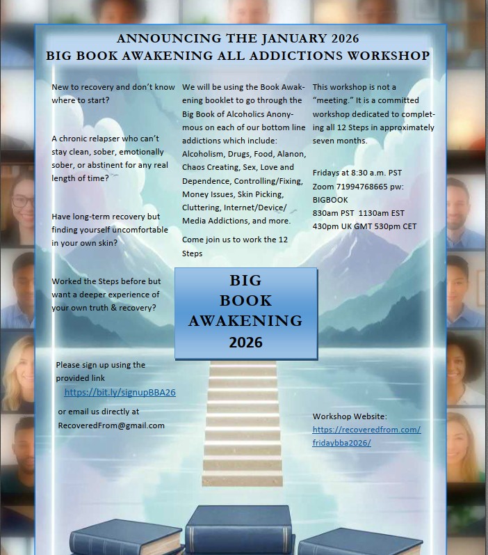 Please sign up using the provided link 
or email us directly at RecoveredFrom@gmail.com 
